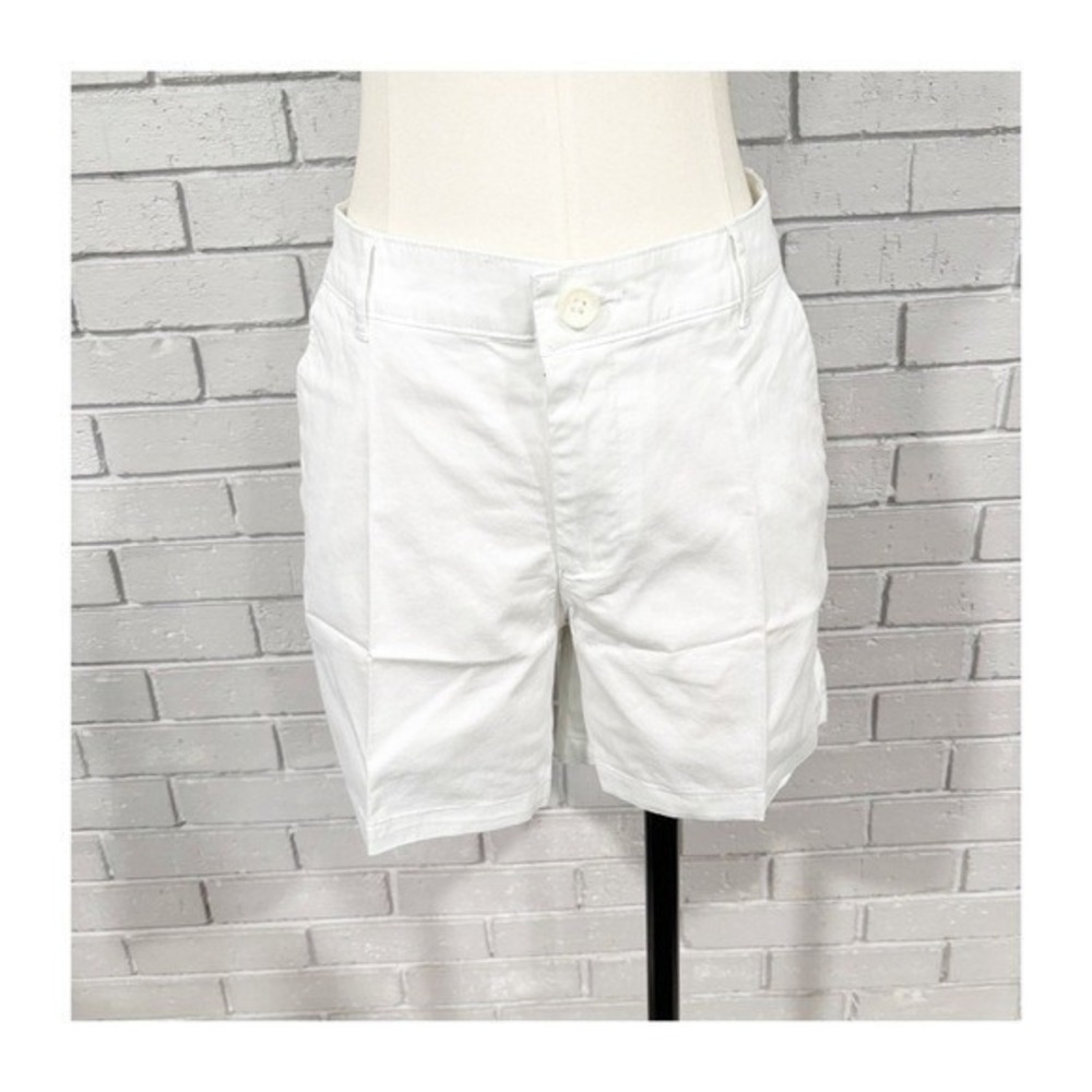 Amazon Essentials White Chino Shorts Mid Rise Cotton Twill Preppy Sz 6